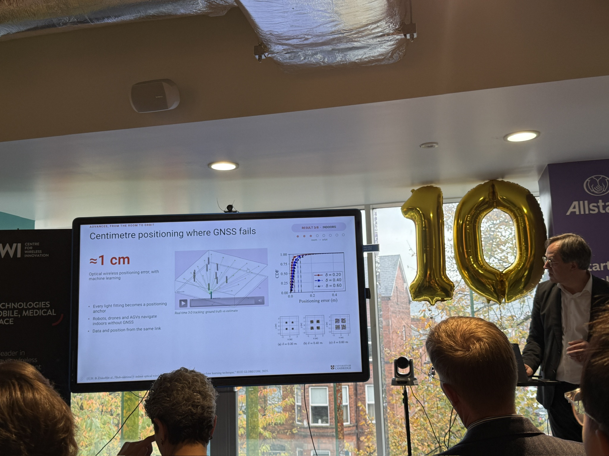 Professor Harald Haas presenting optical wireless positioning research