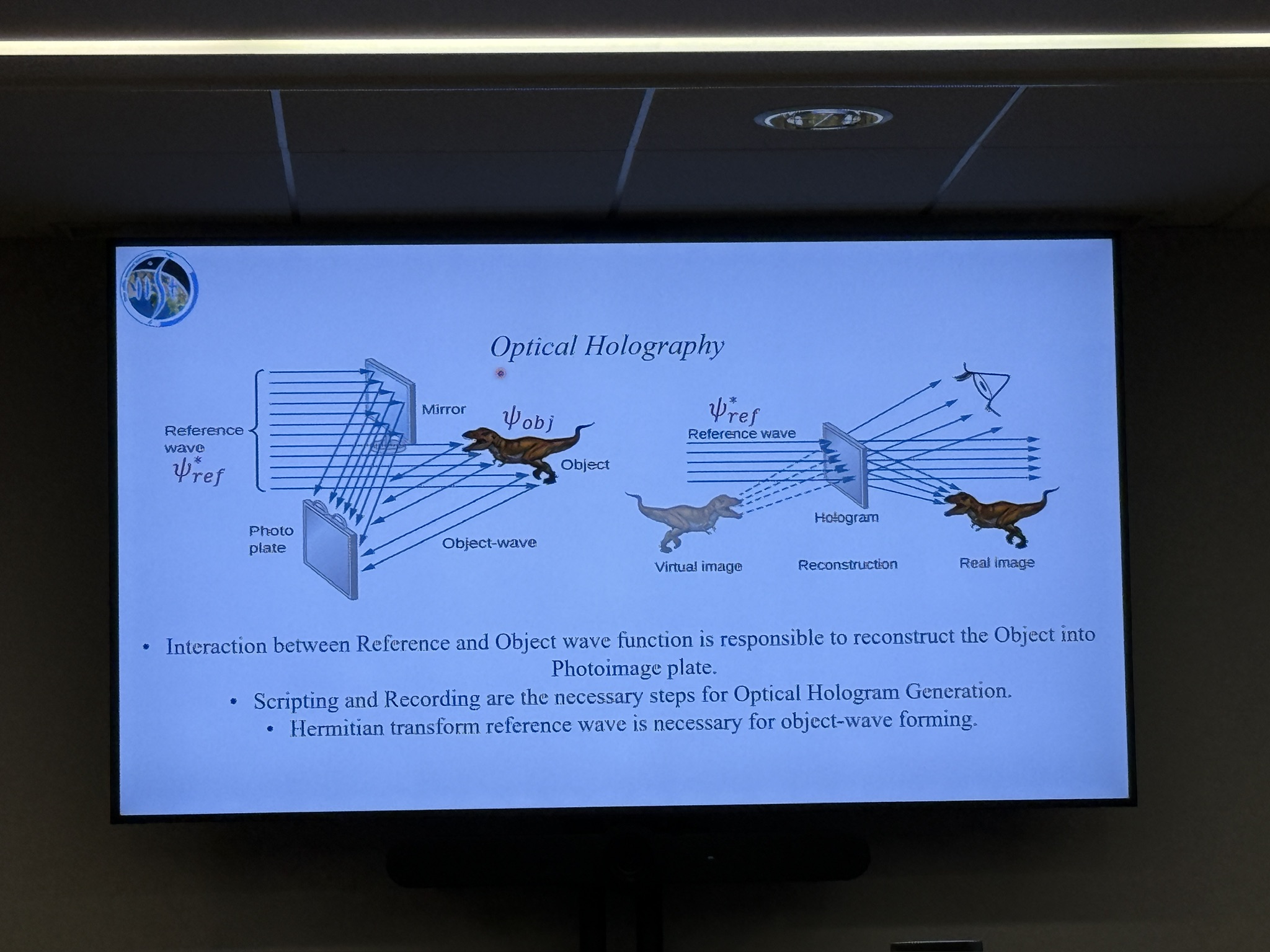 Optical holography diagram shown during Professor Chinmoy Saha's invited talk